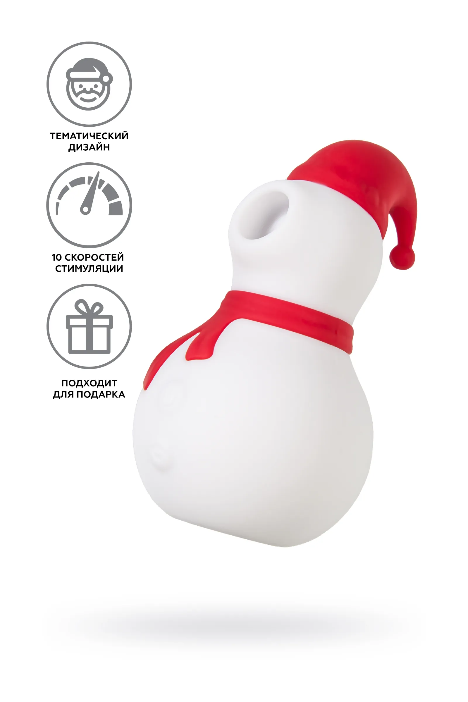 Вакуум-волновой стимулятор клитора JOS CHRISTMA, силикон, бело-красный, 9,4 см