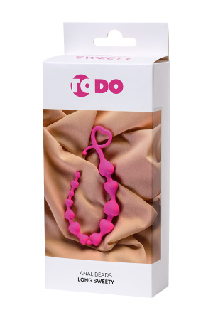 Анальная цепочка TOYFA ToDo  LONG SWEETY, силикон, розовая, 34 см, Ø 2,7 см