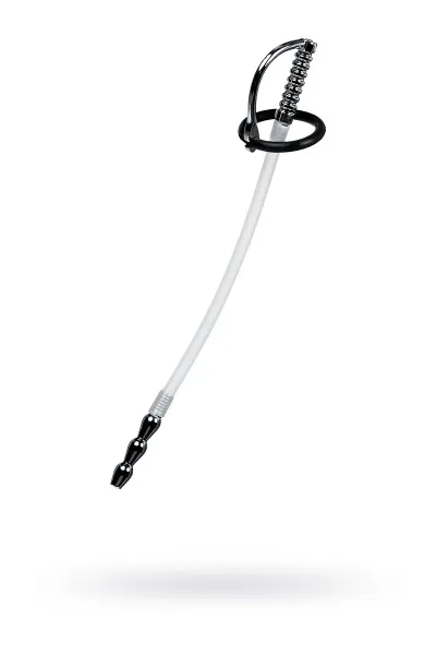 Уретральный катетер силиконовый со сменными фиксирующими кольцами, TOYFA Metal, 